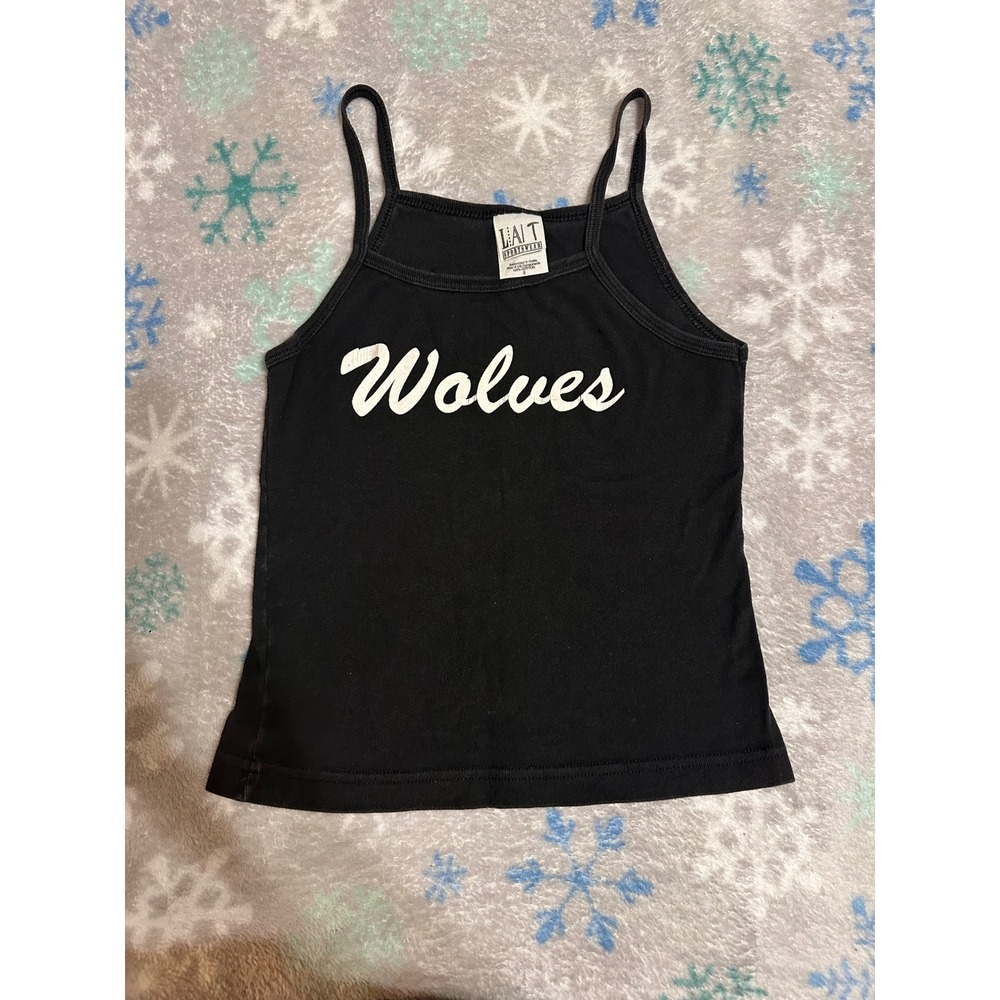 Vintage LAT Sportswear Wolves Graphic Tank Top Black Cotton Camisole Small